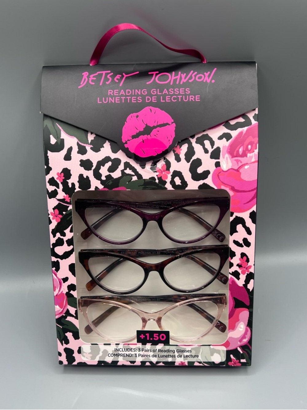 Betsey Johnson 3 Pairs Cat Eye Reading Glasses +1.50 New
